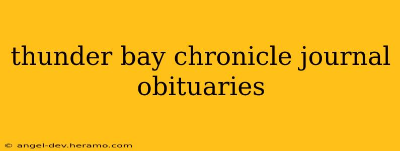 thunder bay chronicle journal obituaries