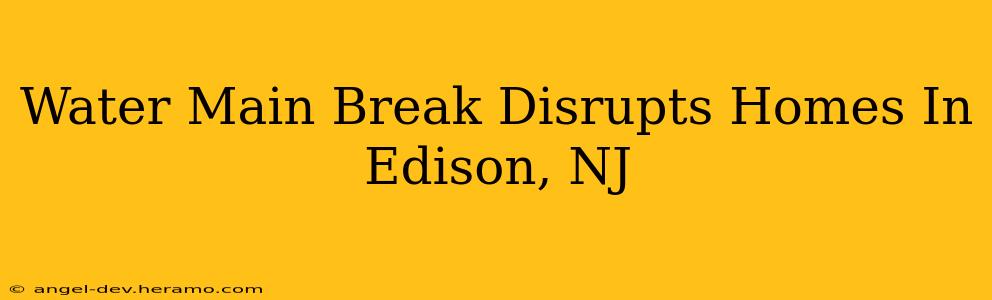 Water Main Break Disrupts Homes In Edison, NJ
